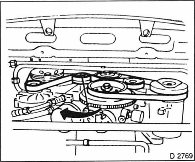 Opel Omega Reparaturanleitung. Keilrippenriemen prüfen/ersetzen