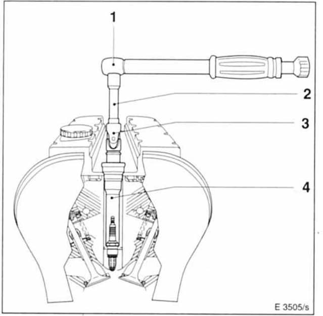 Opel Omega Reparaturanleitung. Zündkerzen aus und einbauen