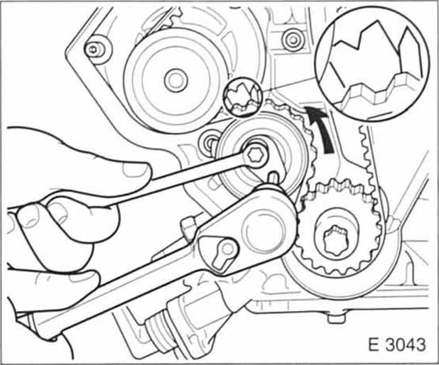 Opel Omega Reparaturanleitung. Zahnriemen-spannvorrichtung grundeinstellen 