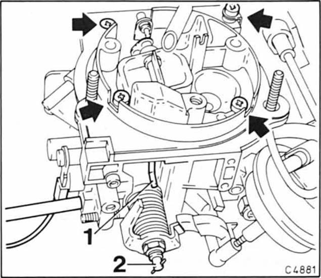 Opel Omega Reparaturanleitung. Vergaseroberteil aus- und einbauen 