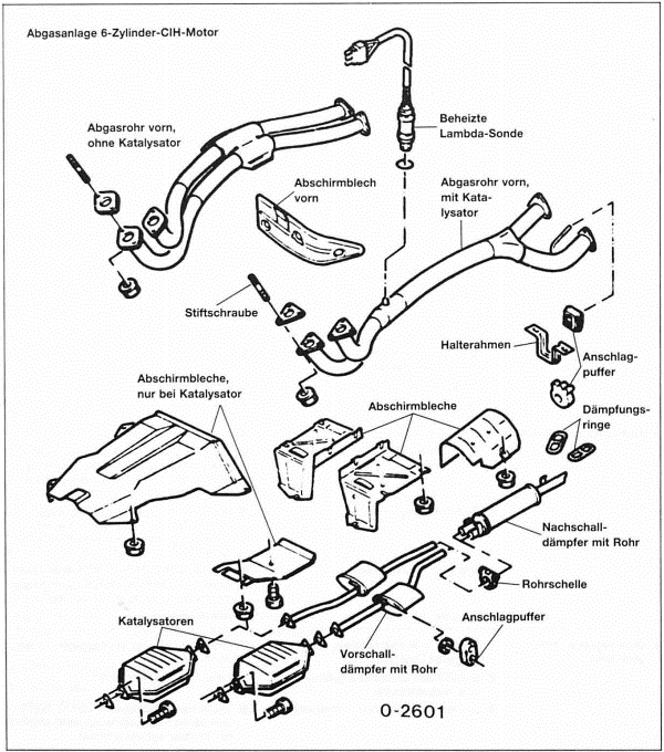 Opel Omega Reparaturanleitung. Die abgasanlage