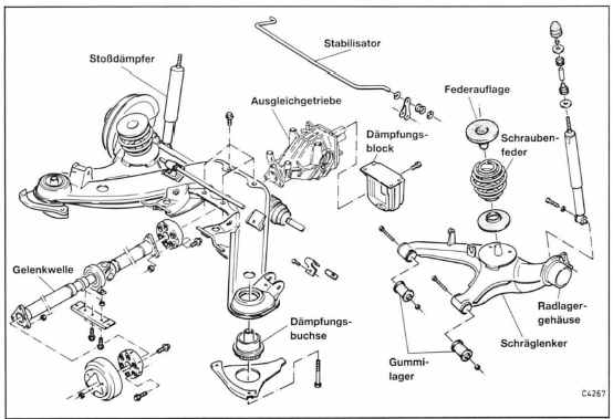 Opel Omega Reparaturanleitung. Hinterachsaufhängung/ausgleichgetriebe