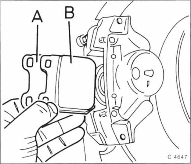 Opel Omega Reparaturanleitung. Scheibenbremsbeläge hinten aus-und einbauen