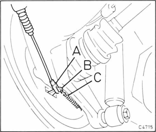 Opel Omega Reparaturanleitung. Handbremsseil aus- und einbauen 