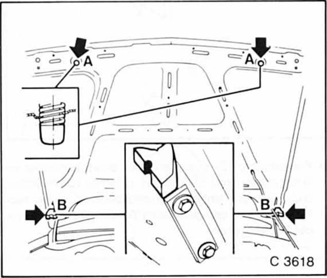 Opel Omega Reparaturanleitung. Motorhaube aus- und einbauen 
