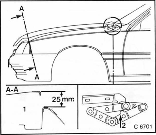 Opel Omega Reparaturanleitung. Motorhaube aus- und einbauen 