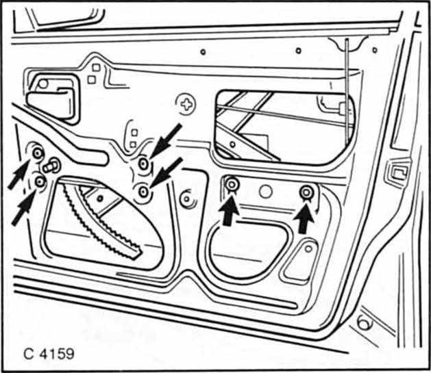 Opel Omega Reparaturanleitung. Türfenster aus- und einbauen 