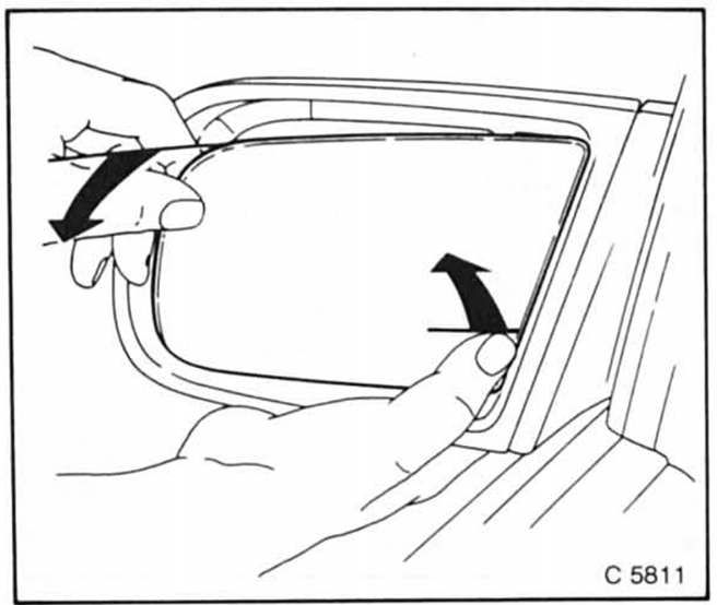 Opel Omega Reparaturanleitung. Spiegelglas aus- und einbauen