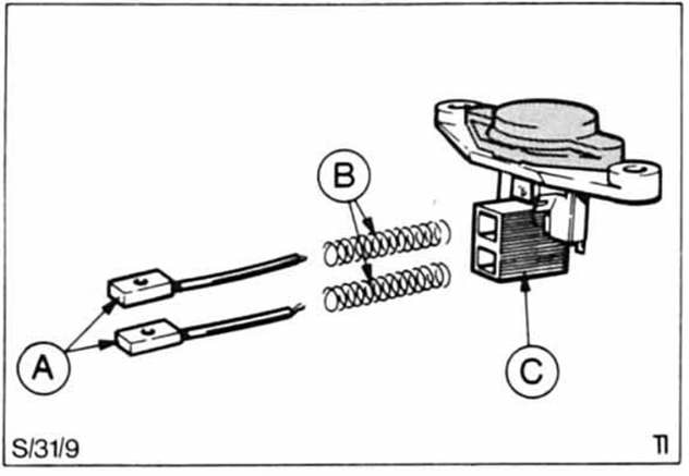 Opel Omega Reparaturanleitung. Schleifkohlen für generator/ spannungsregler ersetzen/prüfen