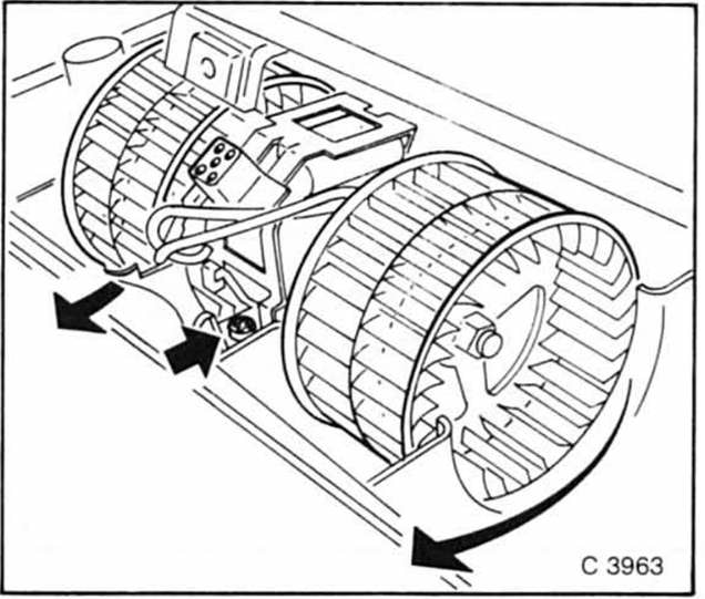 Opel Omega Reparaturanleitung. Heizgebläse prüfen/aus- und einbauen