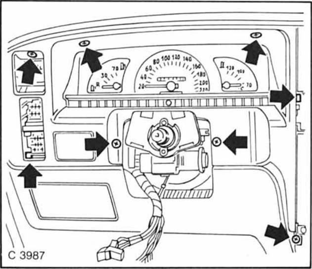 Opel Omega Reparaturanleitung. Schalttafeleinsatz aus- und einbauen 