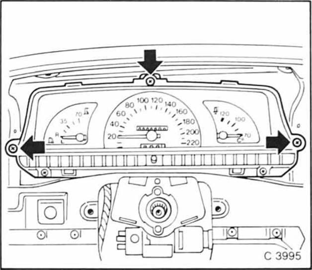 Opel Omega Reparaturanleitung. Schalttafeleinsatz aus- und einbauen 