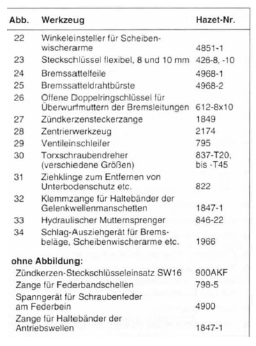 Opel Omega Reparaturanleitung. Das spezialwerkzeug