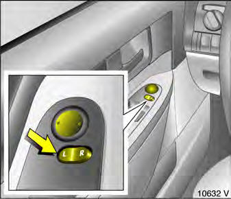 Opel Omega. Auÿenspiegel einstellen: vierwegeschalter in der fahrertür