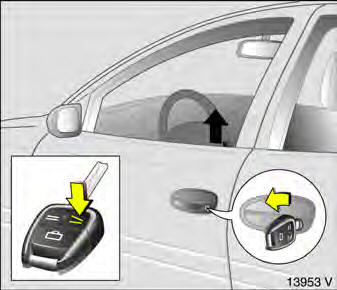 Opel Omega. Fahrzeug entriegeln: fernbedienung auf fahrzeug richten, taste q drücken, türgriff anheben