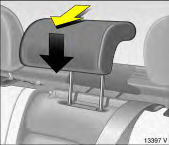 Opel Omega. Hintere, mittlere kopfstütze