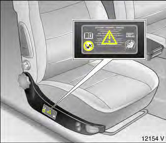 Opel Omega. Verwendung von kindersicherheitssystemen 3 auf dem beifahrersitz bei fahrzeugen mit airbag-systemen 3 und mit sitzbelegungserkennung