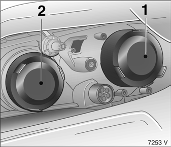 Opel Omega. Ellipsoid-scheinwerfersystem, abblendlicht, fernlicht